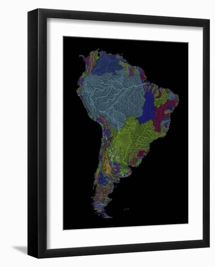 River Basins Of South America In Rainbow Colours-Grasshopper Geography-Framed Giclee Print