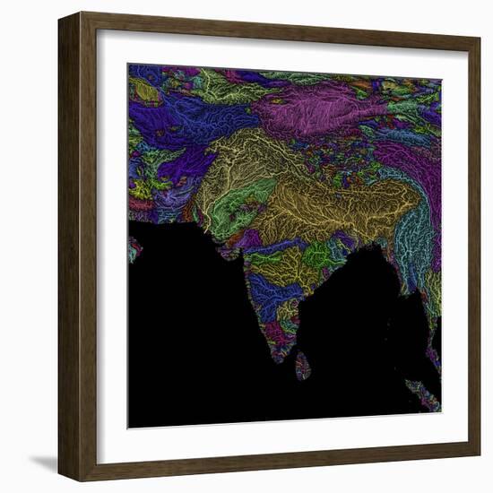 River Basins Of South Asia In Rainbow Colours-Grasshopper Geography-Framed Giclee Print
