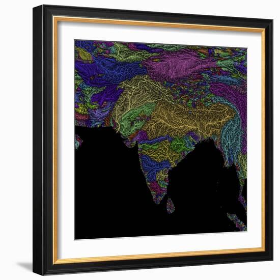 River Basins Of South Asia In Rainbow Colours-Grasshopper Geography-Framed Giclee Print