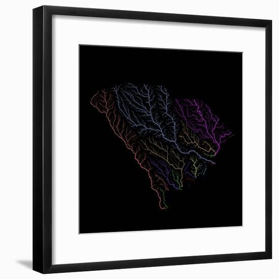 River Basins Of South Carolina In Rainbow Colours-Grasshopper Geography-Framed Giclee Print