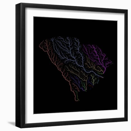 River Basins Of South Carolina In Rainbow Colours-Grasshopper Geography-Framed Giclee Print