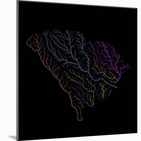 River Basins Of South Carolina In Rainbow Colours-Grasshopper Geography-Mounted Giclee Print