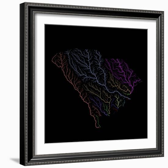 River Basins Of South Carolina In Rainbow Colours-Grasshopper Geography-Framed Giclee Print