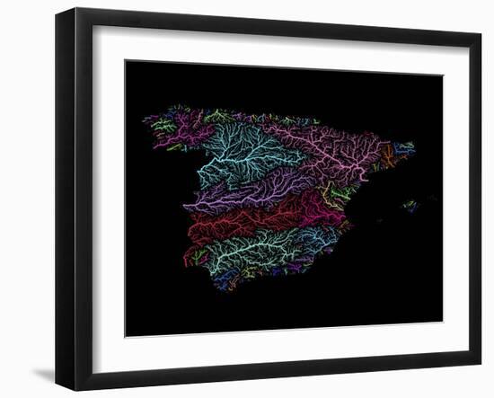 River Basins Of Spain In Rainbow Colours-Grasshopper Geography-Framed Giclee Print