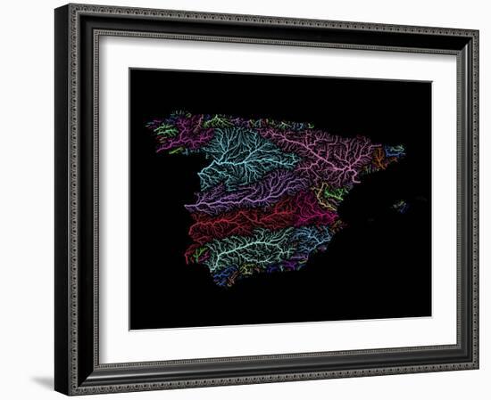 River Basins Of Spain In Rainbow Colours-Grasshopper Geography-Framed Giclee Print