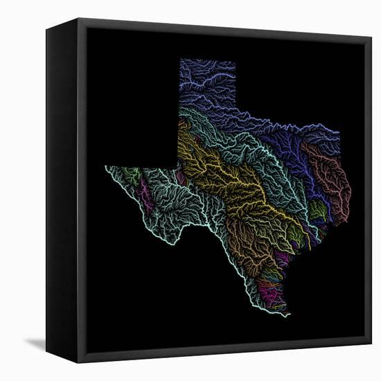 River Basins Of Texas In Rainbow Colours-Grasshopper Geography-Framed Stretched Canvas