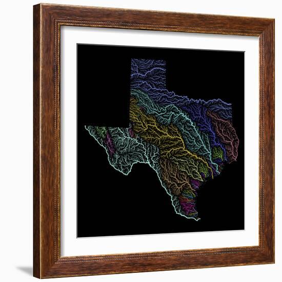 River Basins Of Texas In Rainbow Colours-Grasshopper Geography-Framed Giclee Print