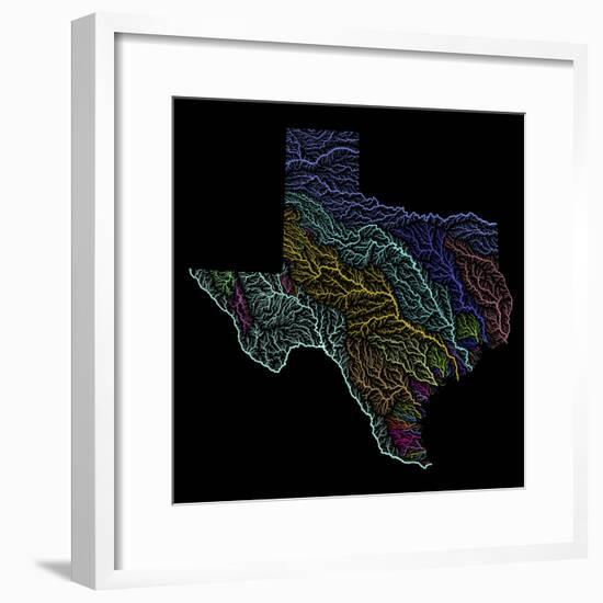 River Basins Of Texas In Rainbow Colours-Grasshopper Geography-Framed Giclee Print