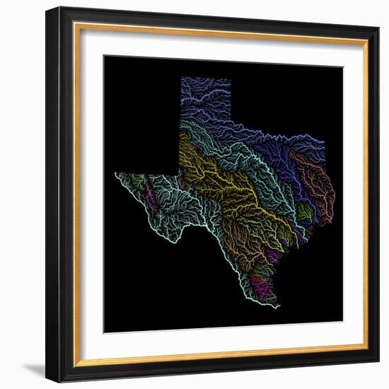 River Basins Of Texas In Rainbow Colours-Grasshopper Geography-Framed Giclee Print