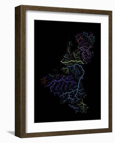 River Basins Of The Benelux States In Rainbow Colours-Grasshopper Geography-Framed Giclee Print