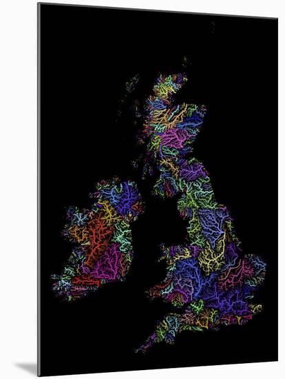 River Basins of the British Isles in Rainbow Colours-Grasshopper Geography-Mounted Giclee Print