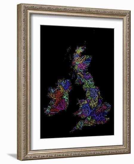 River Basins of the British Isles in Rainbow Colours-Grasshopper Geography-Framed Giclee Print