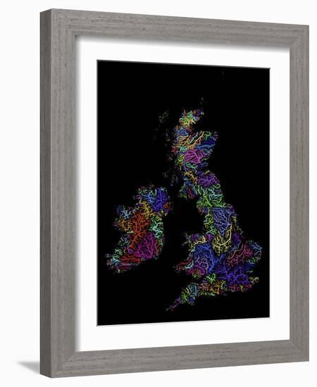 River Basins of the British Isles in Rainbow Colours-Grasshopper Geography-Framed Giclee Print