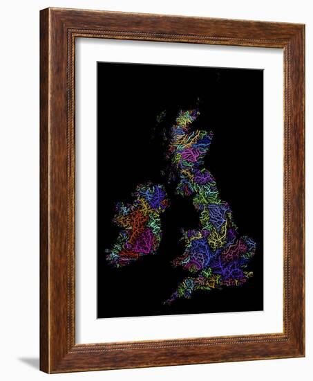 River Basins of the British Isles in Rainbow Colours-Grasshopper Geography-Framed Giclee Print