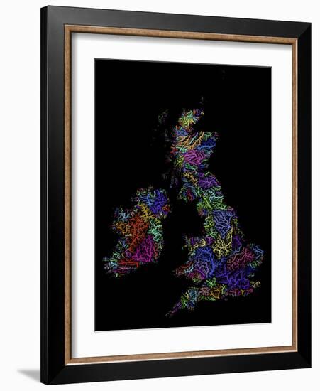 River Basins of the British Isles in Rainbow Colours-Grasshopper Geography-Framed Giclee Print