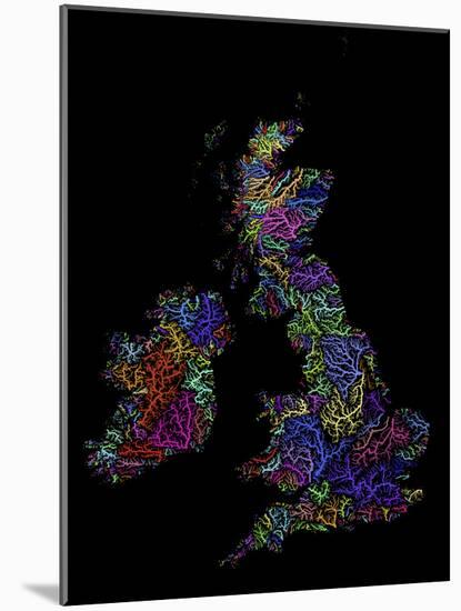 River Basins of the British Isles in Rainbow Colours-Grasshopper Geography-Mounted Giclee Print