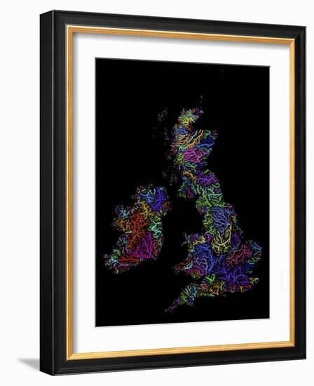 River Basins of the British Isles in Rainbow Colours-Grasshopper Geography-Framed Giclee Print