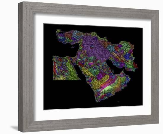 River Basins Of The Middle East In Rainbow Colours-Grasshopper Geography-Framed Giclee Print