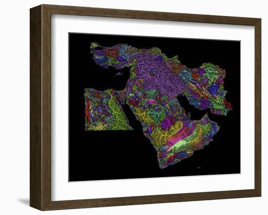 River Basins Of The Middle East In Rainbow Colours-Grasshopper Geography-Framed Giclee Print