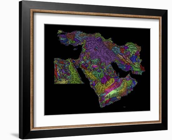 River Basins Of The Middle East In Rainbow Colours-Grasshopper Geography-Framed Giclee Print