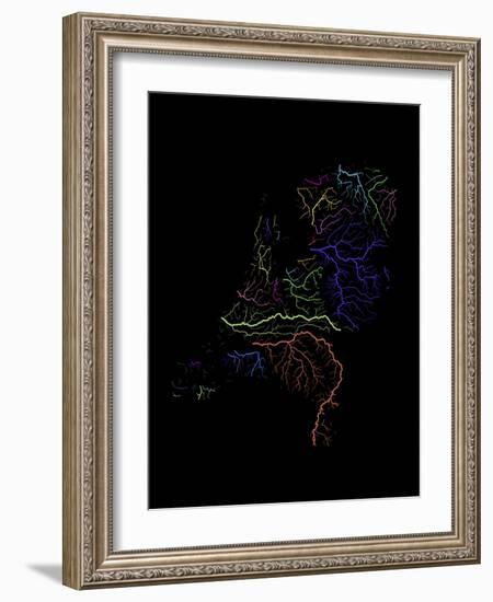 River Basins Of The Netherlands In Rainbow Colours-Grasshopper Geography-Framed Giclee Print