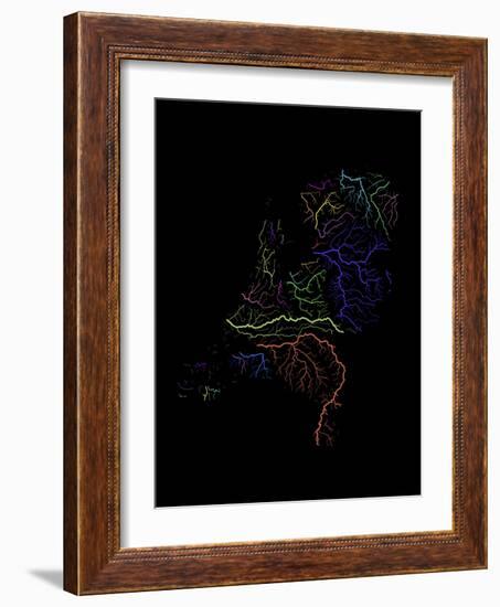 River Basins Of The Netherlands In Rainbow Colours-Grasshopper Geography-Framed Giclee Print