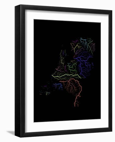 River Basins Of The Netherlands In Rainbow Colours-Grasshopper Geography-Framed Giclee Print