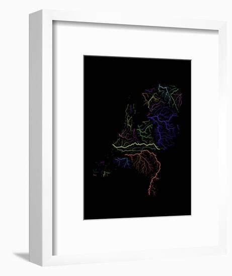 River Basins Of The Netherlands In Rainbow Colours-Grasshopper Geography-Framed Giclee Print