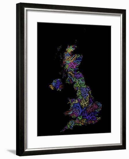 River Basins Of The United Kingdom In Rainbow Colours-Grasshopper Geography-Framed Giclee Print