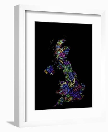 River Basins Of The United Kingdom In Rainbow Colours-Grasshopper Geography-Framed Premium Giclee Print