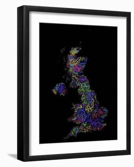 River Basins Of The United Kingdom In Rainbow Colours-Grasshopper Geography-Framed Giclee Print