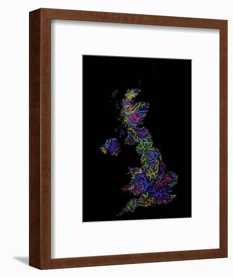 River Basins Of The United Kingdom In Rainbow Colours-Grasshopper Geography-Framed Giclee Print