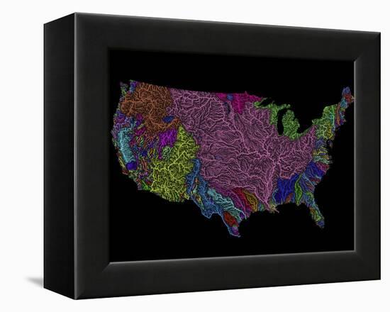 River Basins of the US in Rainbow Colours-Grasshopper Geography-Framed Premier Image Canvas