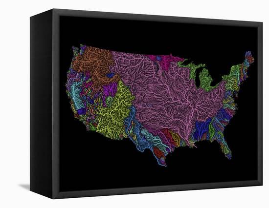 River Basins of the US in Rainbow Colours-Grasshopper Geography-Framed Premier Image Canvas