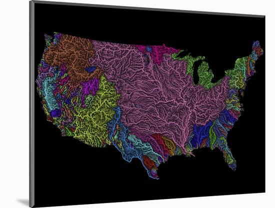 River Basins of the US in Rainbow Colours-Grasshopper Geography-Mounted Giclee Print