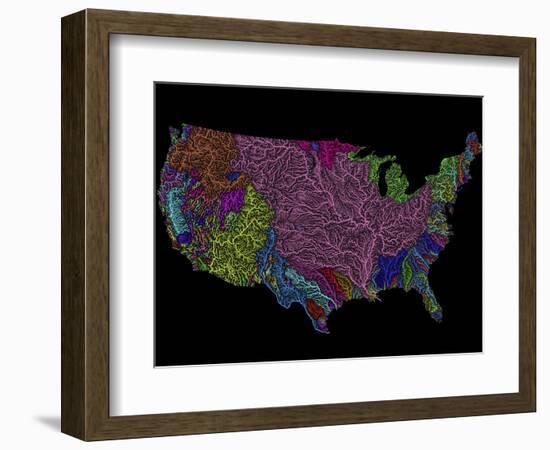 River Basins of the US in Rainbow Colours-Grasshopper Geography-Framed Premium Giclee Print