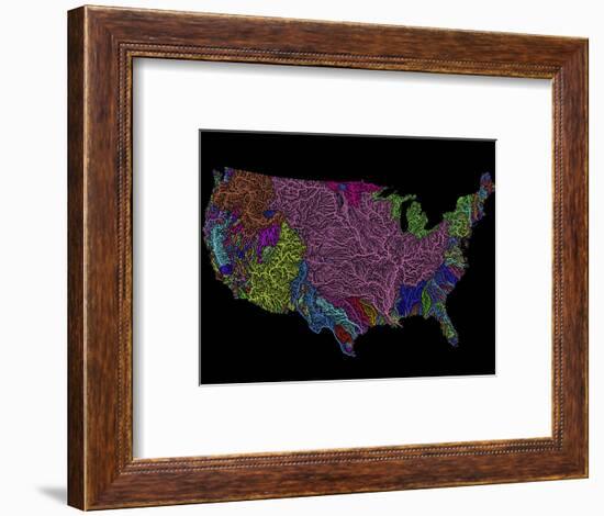 River Basins of the US in Rainbow Colours-Grasshopper Geography-Framed Premium Giclee Print