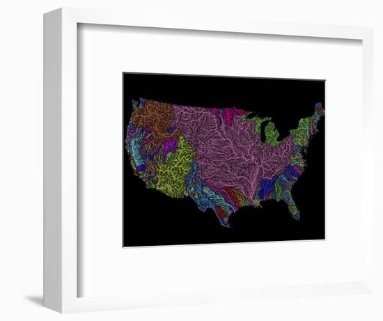 River Basins of the US in Rainbow Colours-Grasshopper Geography-Framed Premium Giclee Print