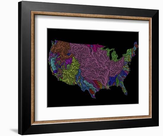 River Basins of the US in Rainbow Colours-Grasshopper Geography-Framed Premium Giclee Print