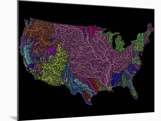 River Basins of the US in Rainbow Colours-Grasshopper Geography-Mounted Giclee Print