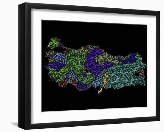 River Basins Of Turkey In Rainbow Colours-Grasshopper Geography-Framed Giclee Print