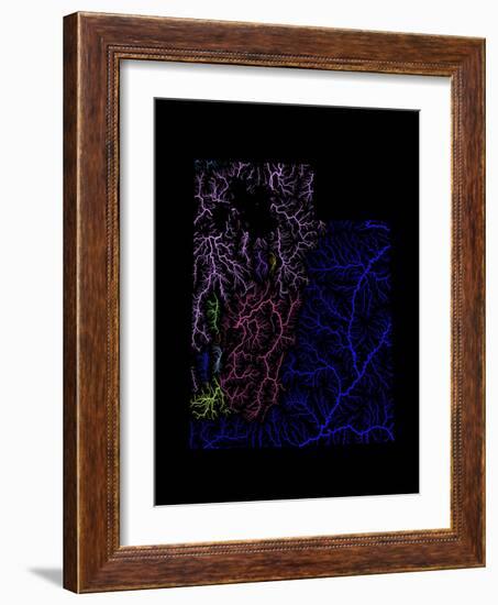 River Basins Of Utah In Rainbow Colours-Grasshopper Geography-Framed Giclee Print