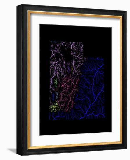 River Basins Of Utah In Rainbow Colours-Grasshopper Geography-Framed Giclee Print