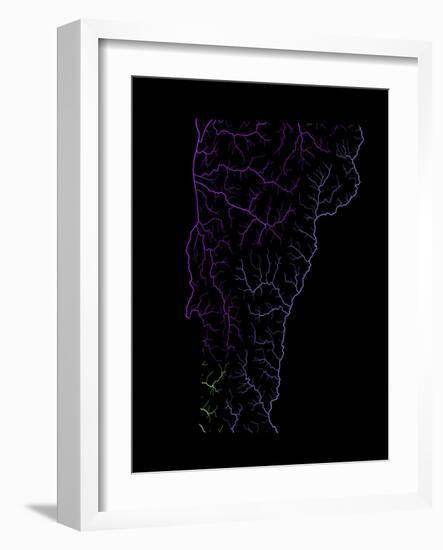 River Basins Of Vermont In Rainbow Colours-Grasshopper Geography-Framed Giclee Print