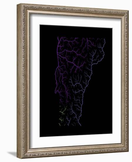 River Basins Of Vermont In Rainbow Colours-Grasshopper Geography-Framed Premium Giclee Print