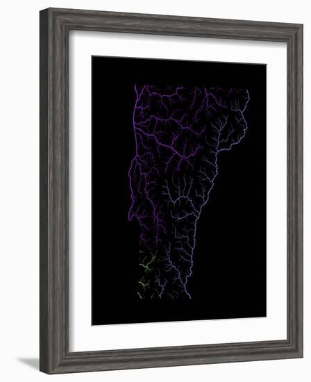 River Basins Of Vermont In Rainbow Colours-Grasshopper Geography-Framed Premium Giclee Print