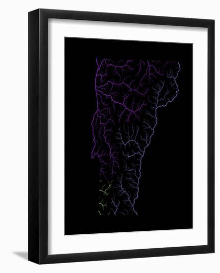 River Basins Of Vermont In Rainbow Colours-Grasshopper Geography-Framed Premium Giclee Print