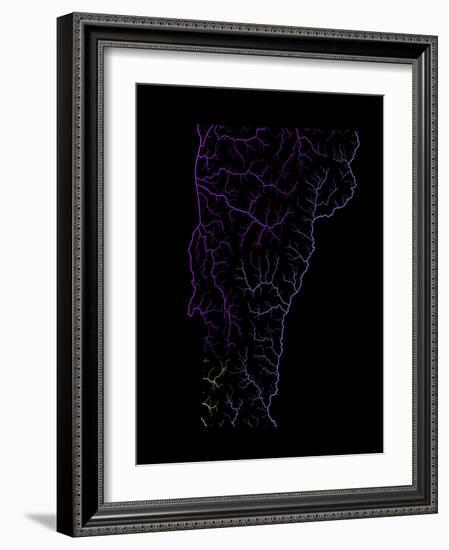 River Basins Of Vermont In Rainbow Colours-Grasshopper Geography-Framed Premium Giclee Print