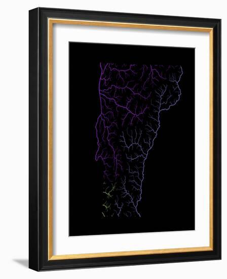 River Basins Of Vermont In Rainbow Colours-Grasshopper Geography-Framed Premium Giclee Print