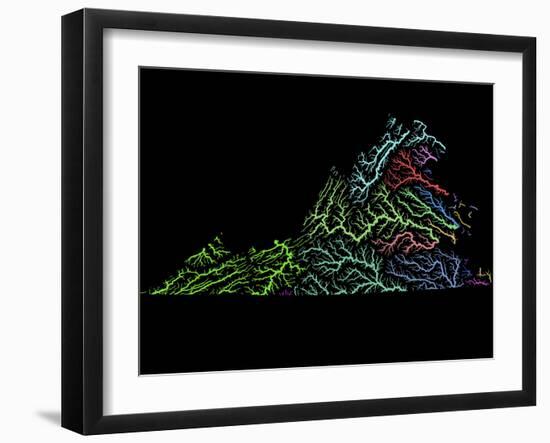 River Basins Of Virginia In Rainbow Colours-Grasshopper Geography-Framed Giclee Print